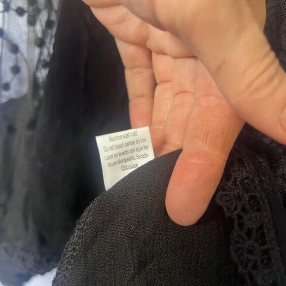 Poof NWOT Black Lace Sheer Aline Halter Boho Festival Gypsy Tank Top Size Small - Picture 7 of 9